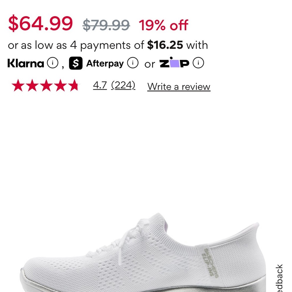 Skechers Women's Knit Sneakers in White and Silver - Picture 12 of 13